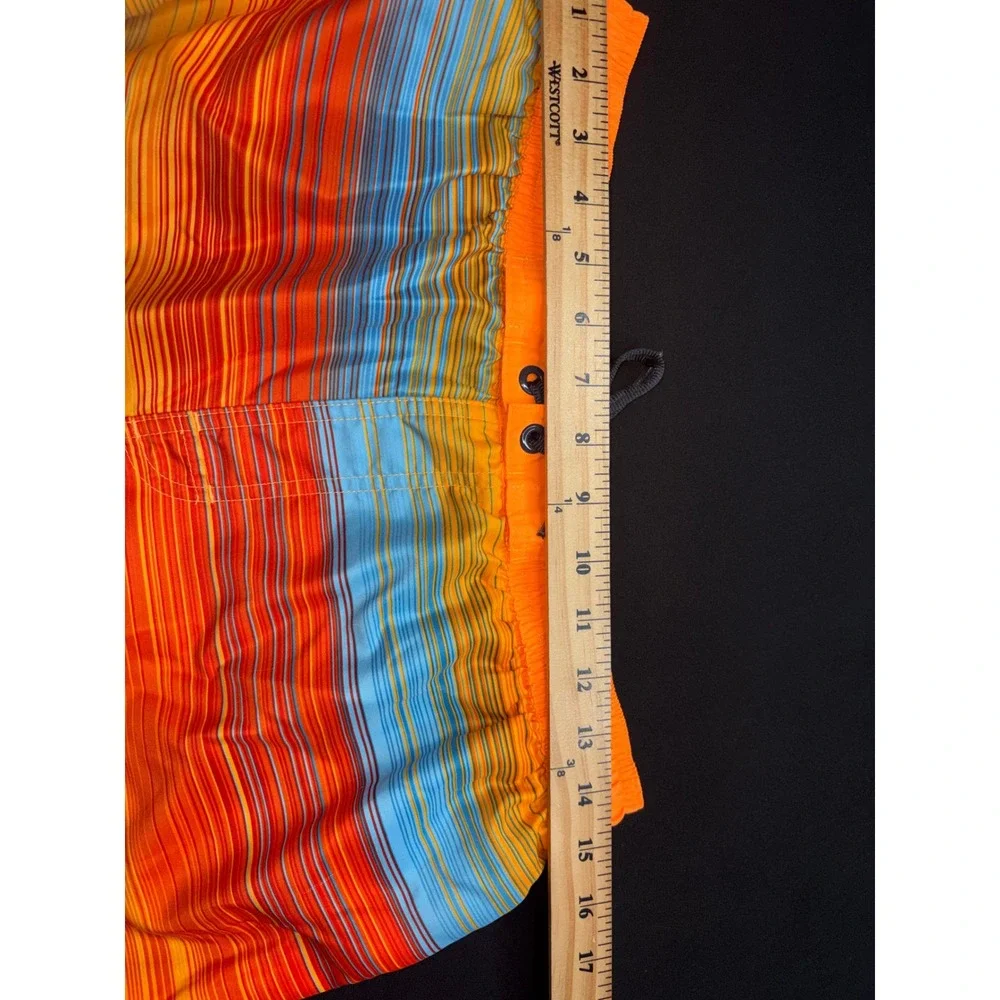 Nike Mens Orange Striped Swim Trunks Board Shorts Mesh Lined NESS5380 Large